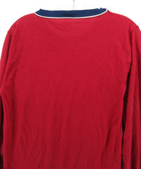 VINTAGE Sears Shirt Men Medium Red Perma Prest 80s Ringer Lounge Tee Pajama Top*