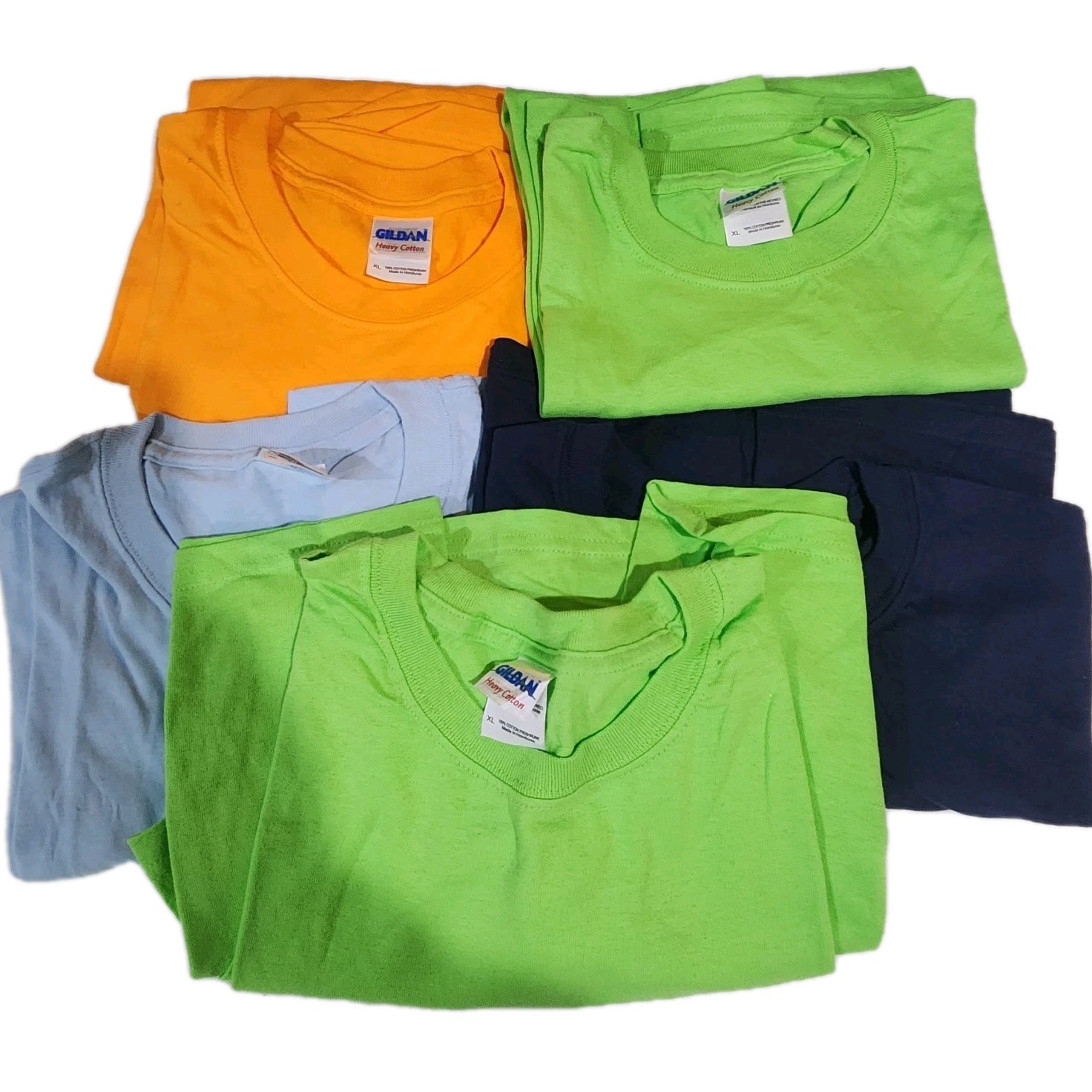 Gildan Men Hvy Cotton Solid Short Sleeves T-Shirt (Lot Of 5) Mix Color Lot (#2) gallery
