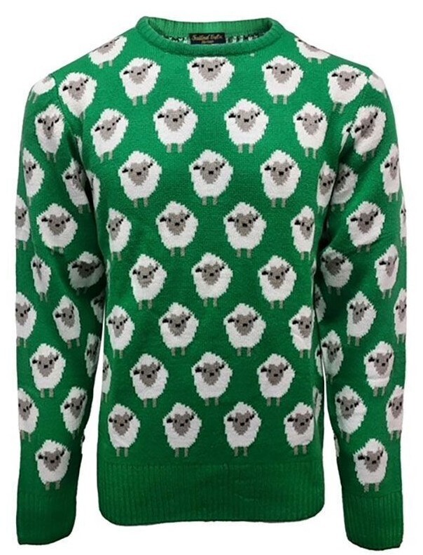 Traditional Craft Ireland AOP Sheep Adult Green Jumper for Men