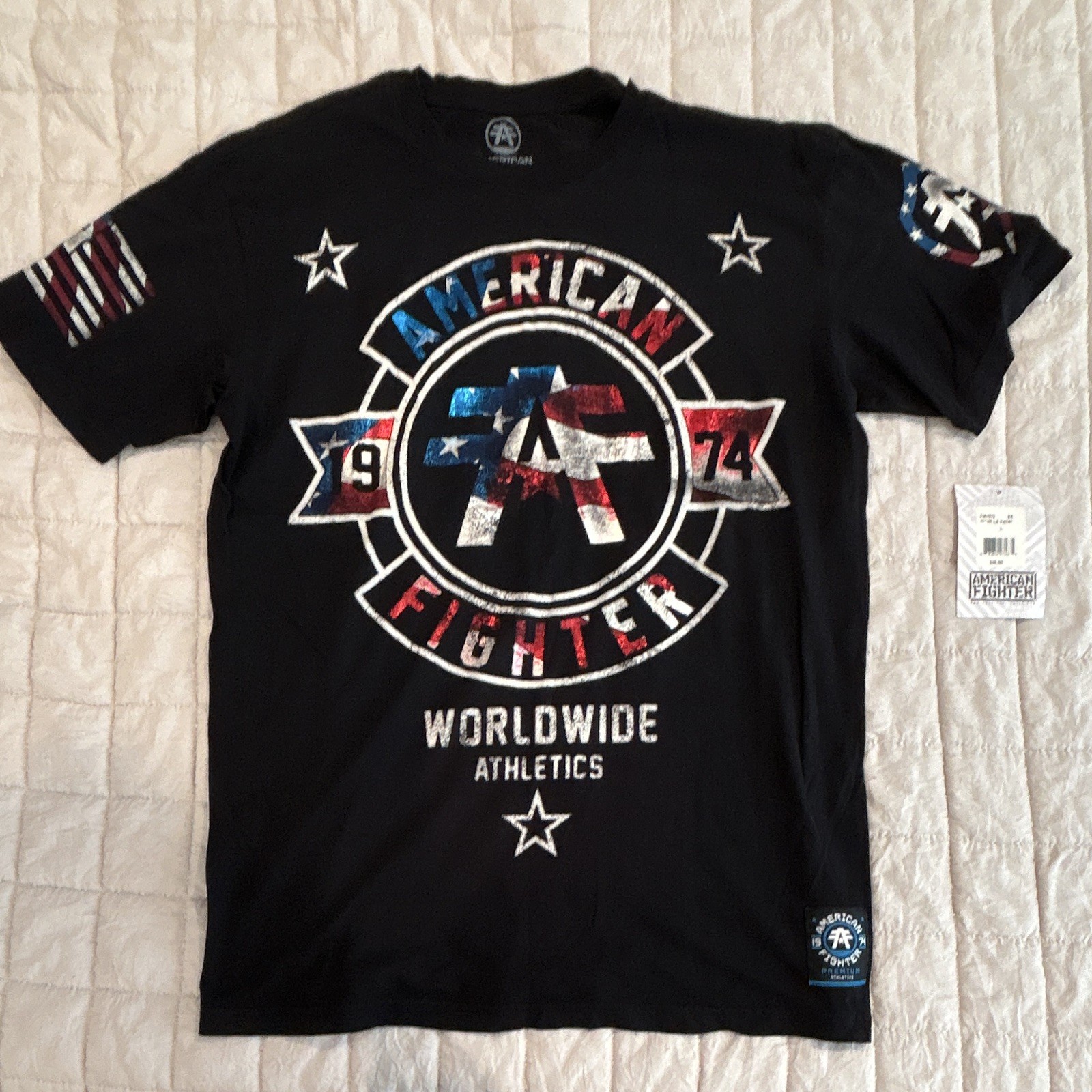American Fighter Men’s Black T-Shirt, Red White, And Blue Size Large Nwt gallery