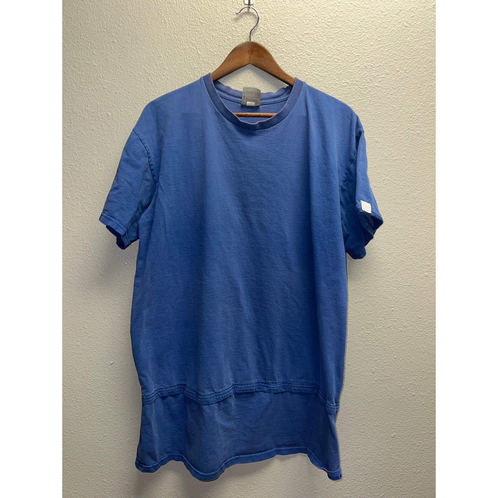Nike Blue Blank Shirt Y2K Swoosh Just Do it Short Sleeve Long Length Tee 2000s L gallery