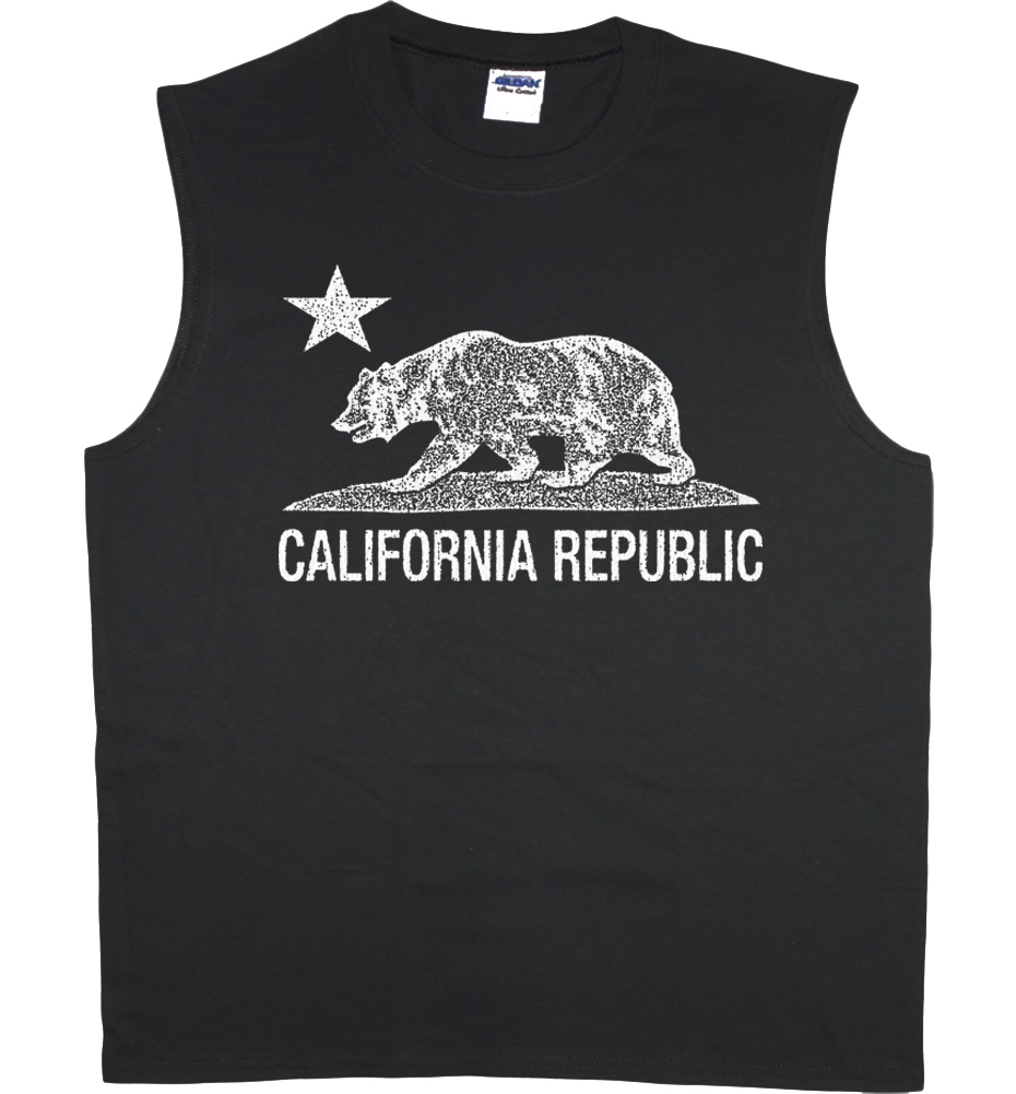 Men's sleeveless shirt California bear flag decal muscle shirt mens tank top tee gallery