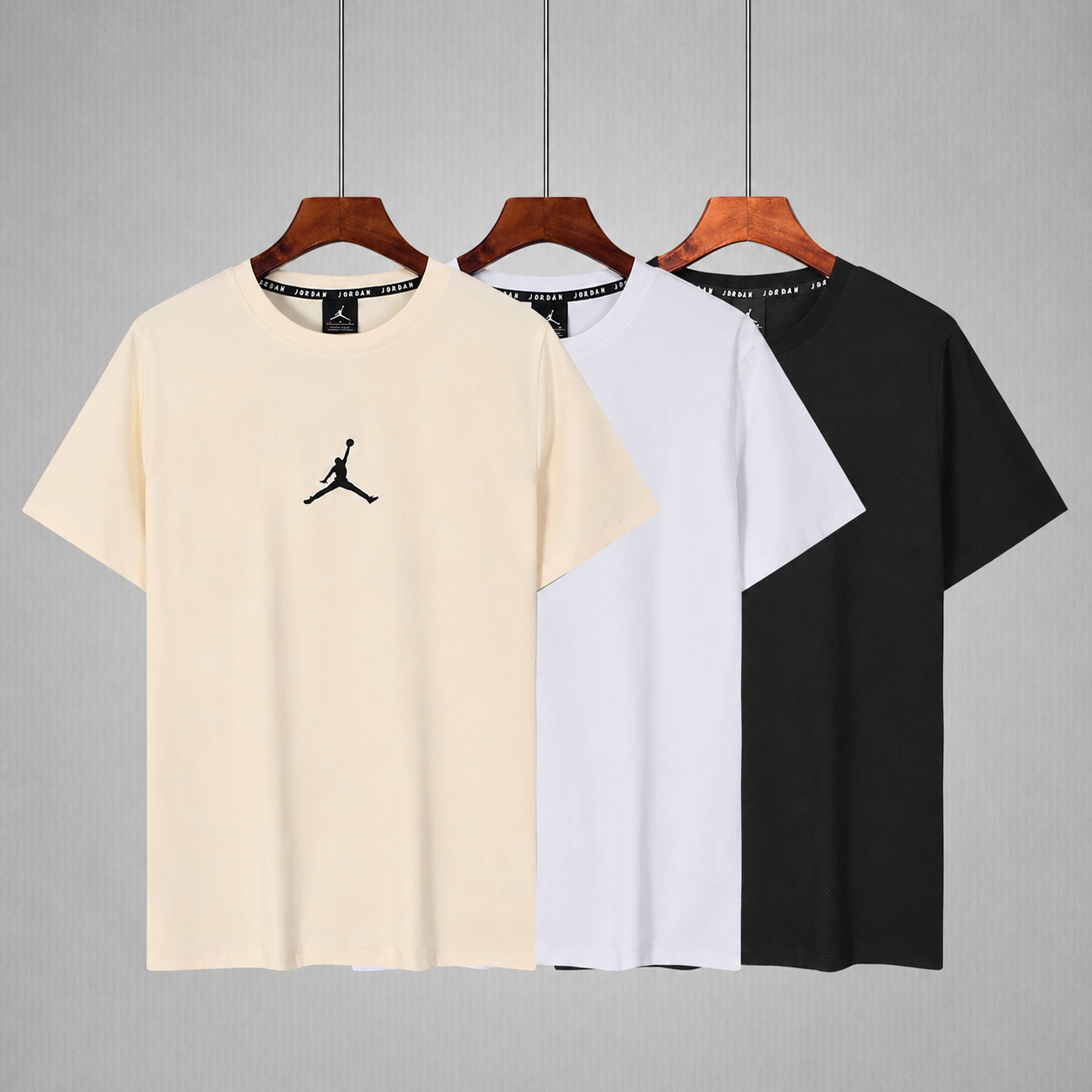 Air Jordan Men's Casual Tee, L-4XL, Black/White/Beige, Basketball Logo gallery