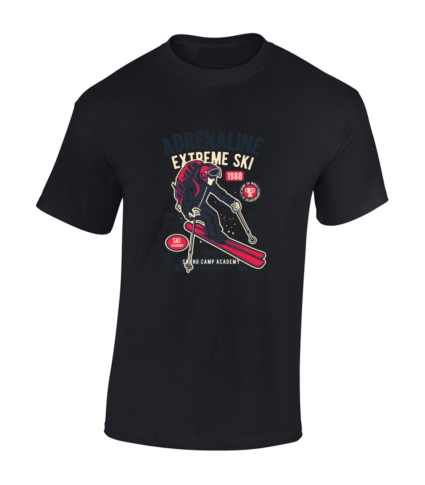 ADRENALINE EXTREME SKI MENS T SHIRT SKIING DESIGN COOL HOLIDAY CLOTHING GIFT TOP gallery