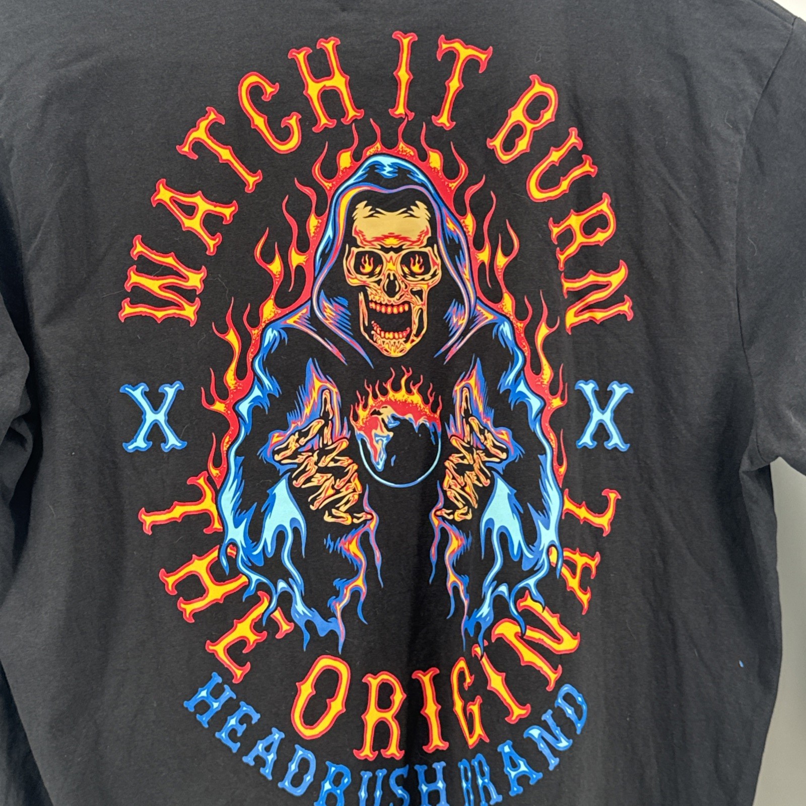 NWT Headrush Watch It Burn Long Sleeve Tee 2XL XXL Skull Reaper Biker Grunge gallery