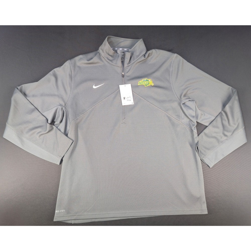 Nike Dri-FIT NDSU Bison 1/4 Zip Pullover Gray 2XL NCAA Athletic Training Top NWT