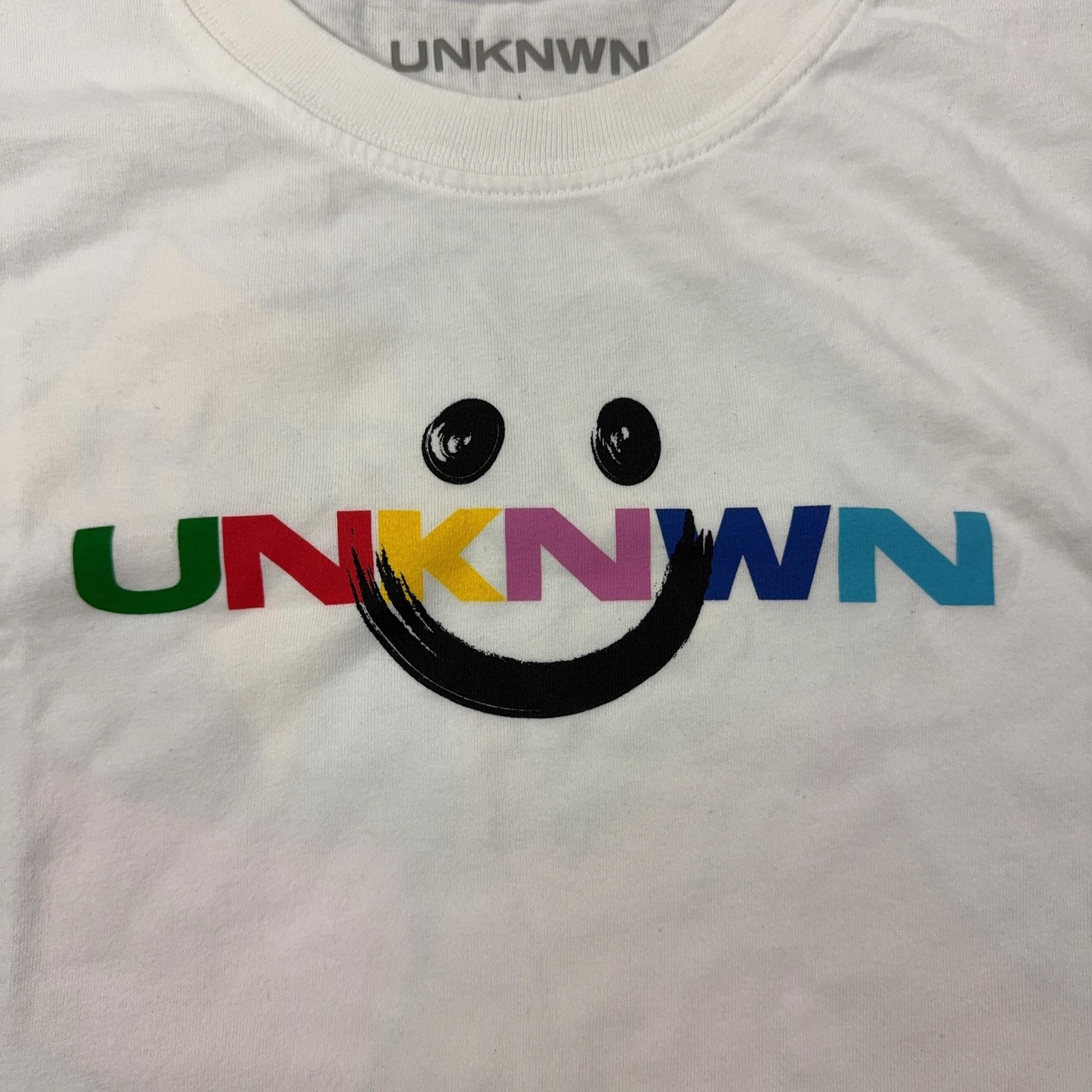 UNKNWN Shirt Mens Large White Smiley Face Fight To Get There Graphic Tee Tagless gallery