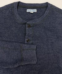 Wallace Barnes Shirt Men Medium Waffle-Knit Henley Thermal Minimal Heather Navy