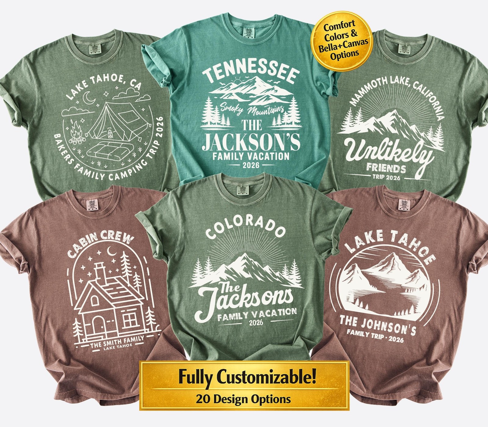 Custom Mountain Vacation Shirt Personalized Family Camping Trip Tshirt or Sweat