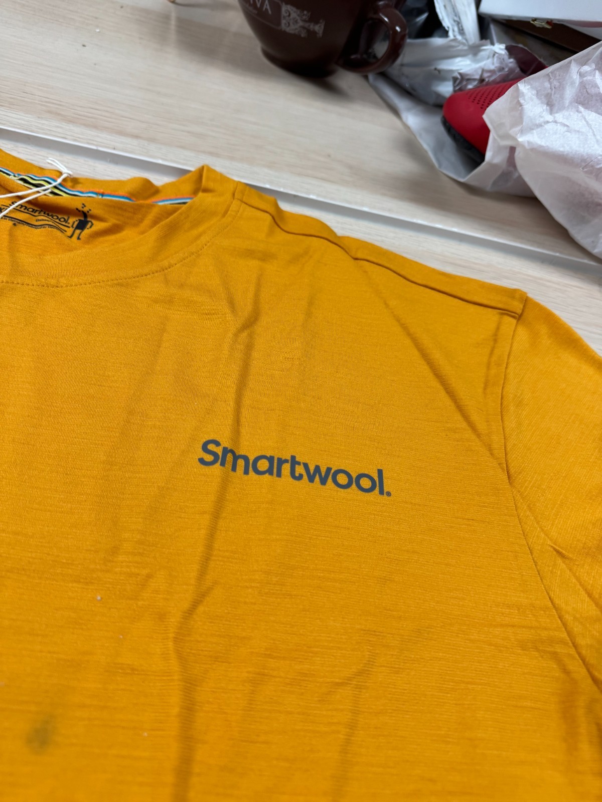 Smartwool Merino Wool Dawn Rise Graphic Short Sleeve Tee in Honey Gold XL gallery