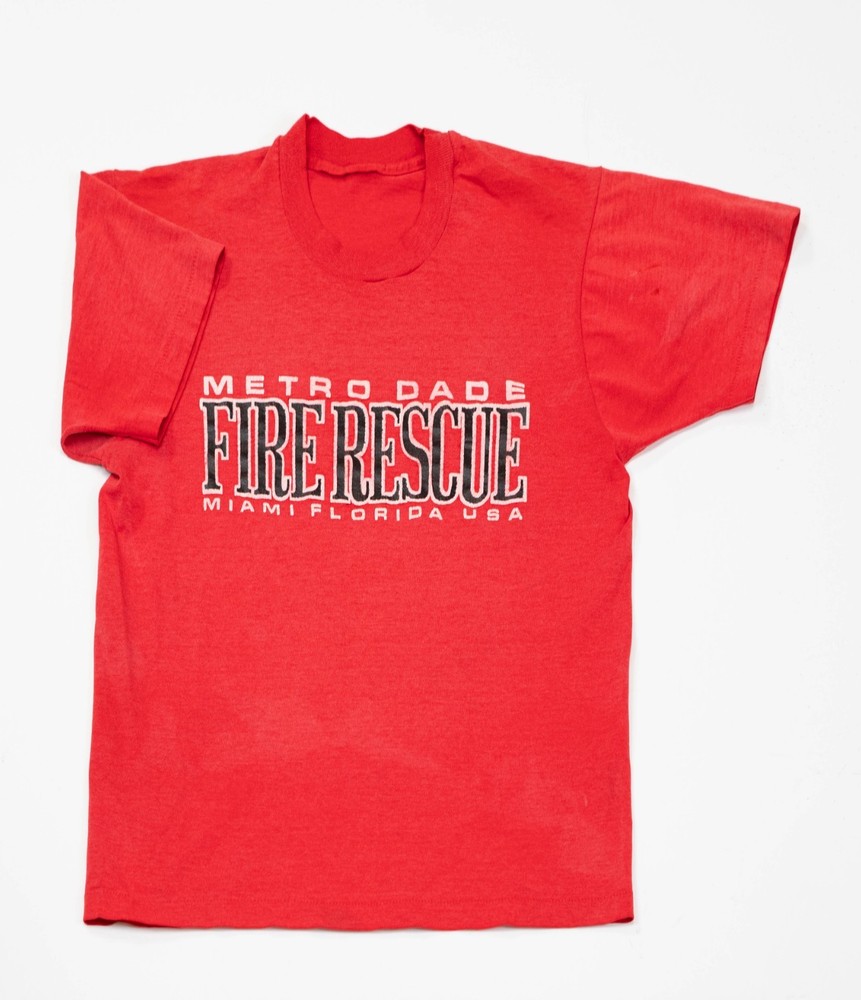 True Vintage Single Stitch 80s Miami Florida Paper Thin Fire Rescue Shirt Sz M