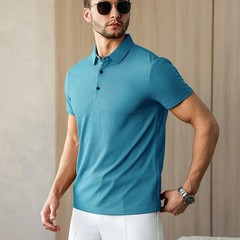 Men’s Breathable Solid Color Polo Shirt Summer Casual Business Top Tee Gift