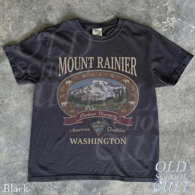 Vintage Mount Rainier Washington Graphic Comfort Tee gallery