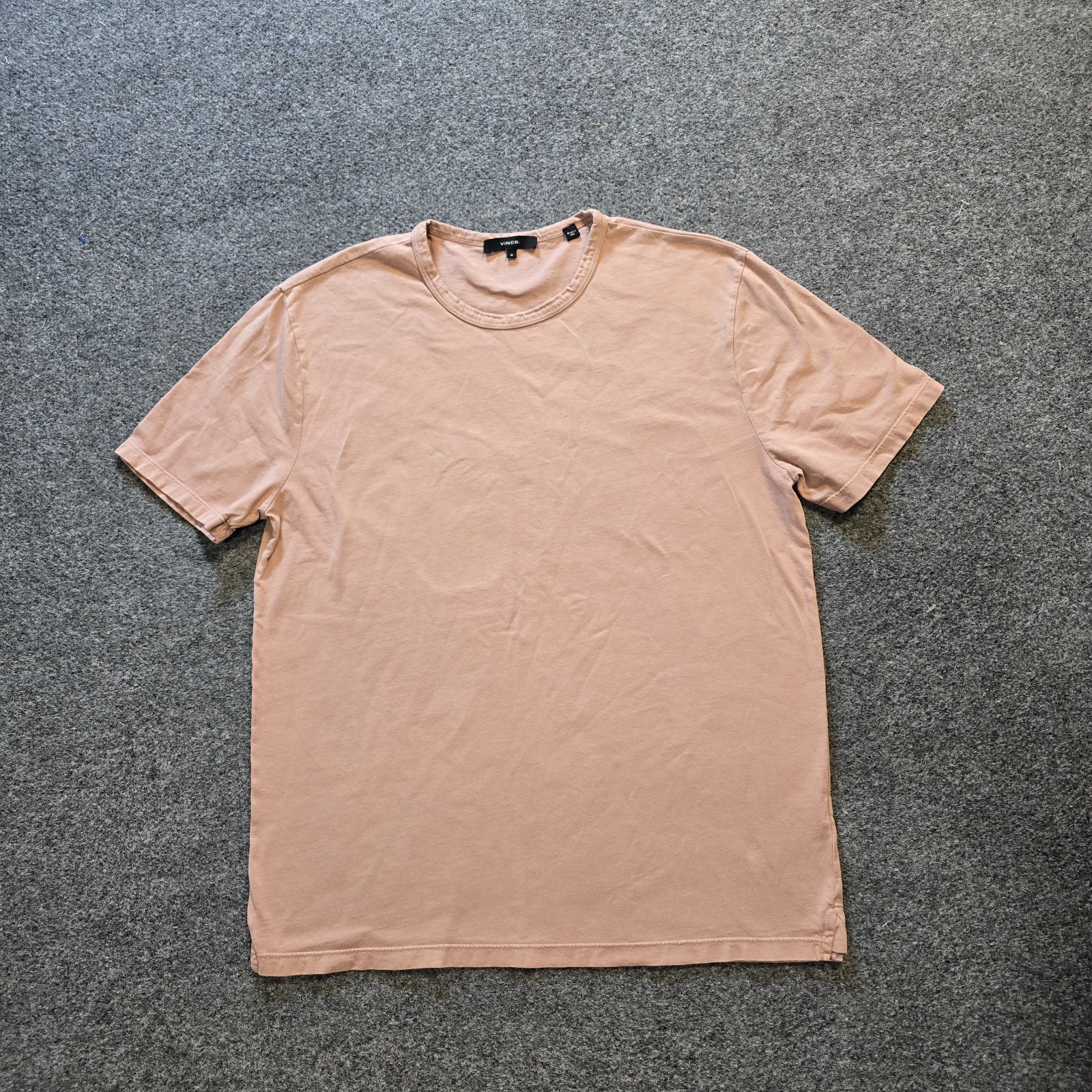 Vince Shirt Men Size Medium Tan Pink Short Sleeve Crew Neck Heavy Capsule Casual gallery