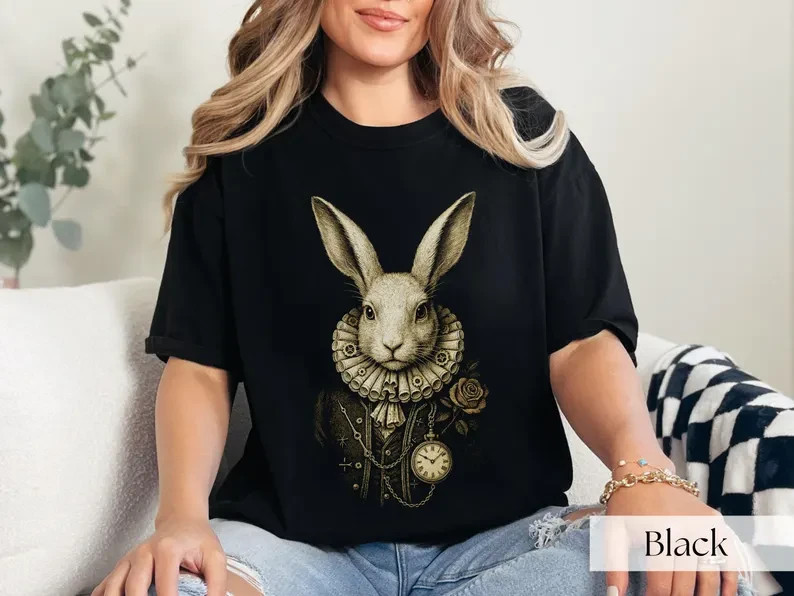 The White Rabbit Tshirt, Vintage Alice Adventures In Wonderland shirt