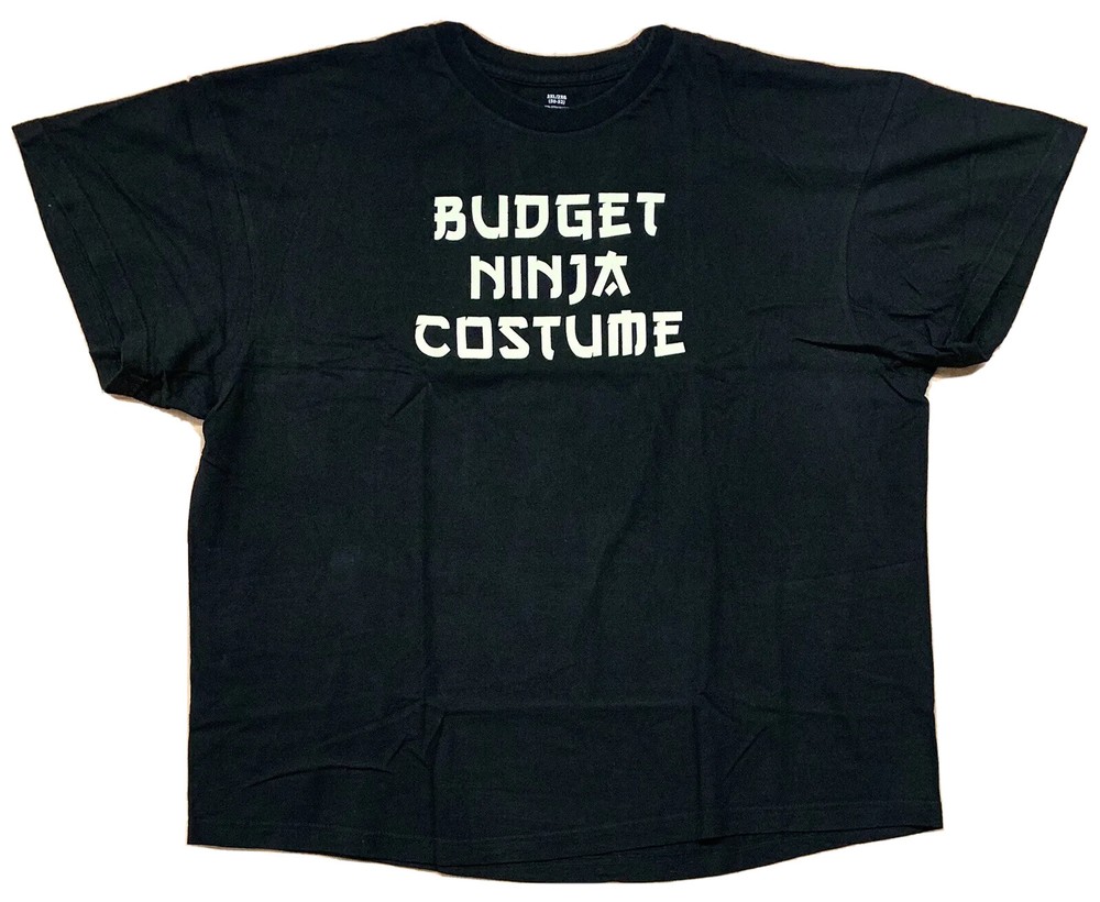 Budget Ninja Costume Halloween T-shirt 2XL Black 100% Cotton XXL
