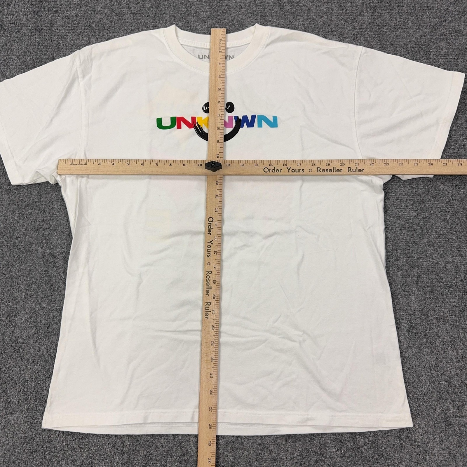 UNKNWN Shirt Mens Large White Smiley Face Fight To Get There Graphic Tee Tagless gallery