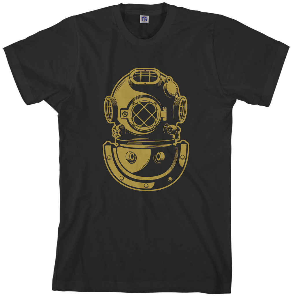 Threadrock Men’s Deep Sea Diver Helmet T-Shirt Navy Gift