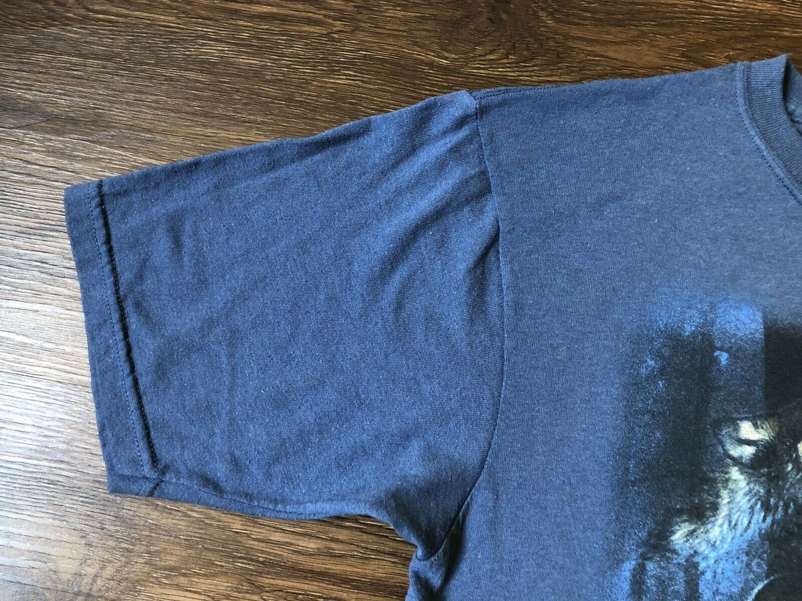 Vintage '90s Wolf T-shirt Yellowstone Eco Mountain Blue Crewneck Large gallery