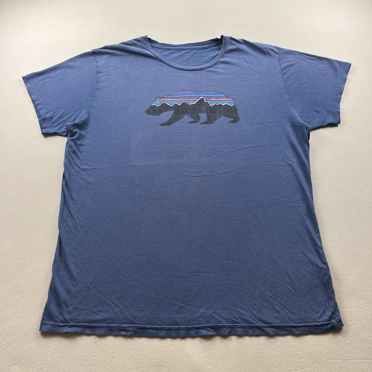 Patagonia T-Shirt Mens XL Blue Fitz Roy Bear Hiking Cotton Short Sleeve 39143