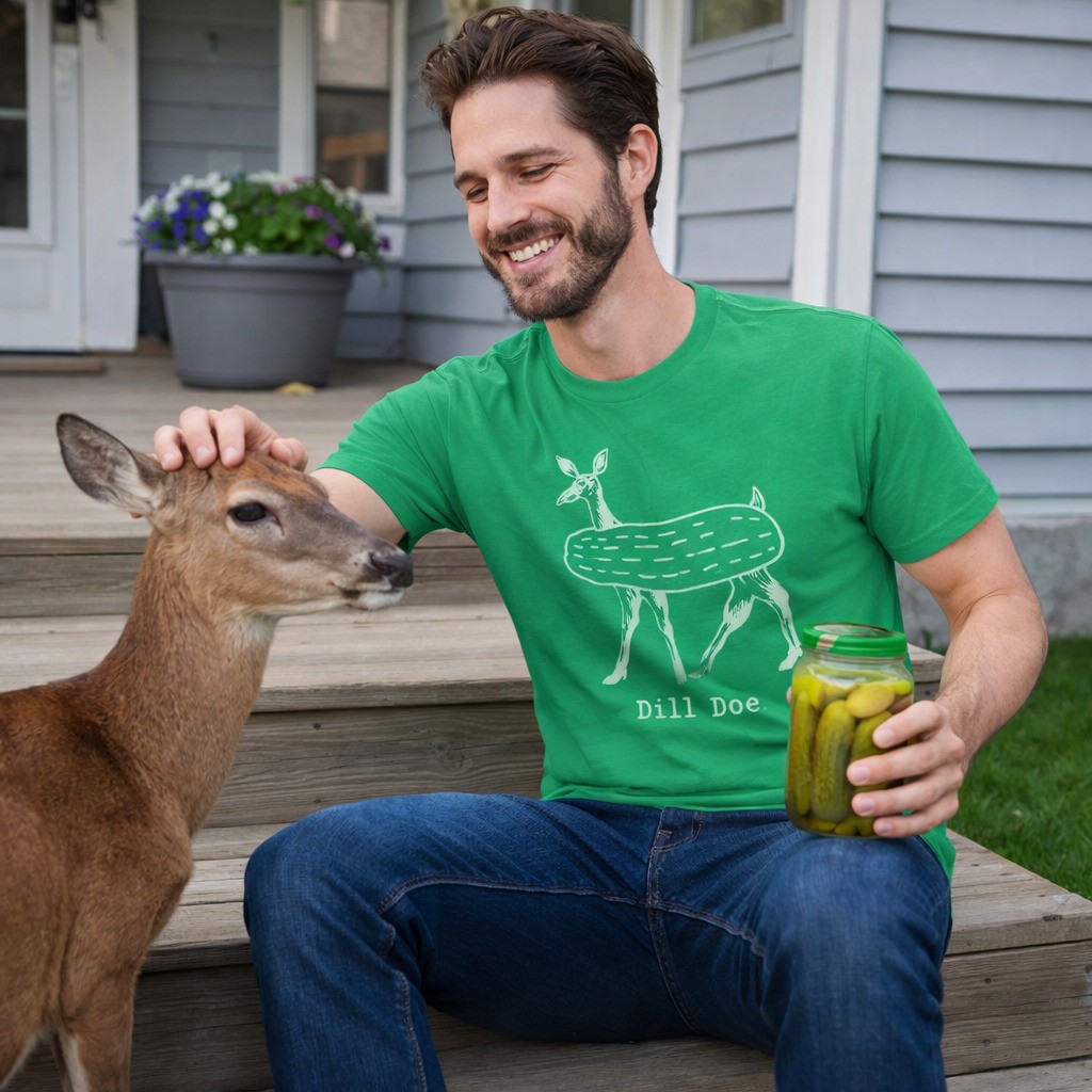 Mens Dill Doe T Shirt Funny Pickle Deer Tee for Guys gallery