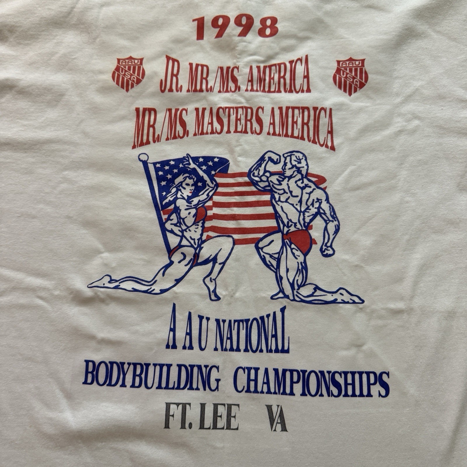 Vintage 90s Mr & Ms America T Shirt Mens XL Bodybuilding USA AAU 1998 Ft Lee VA gallery