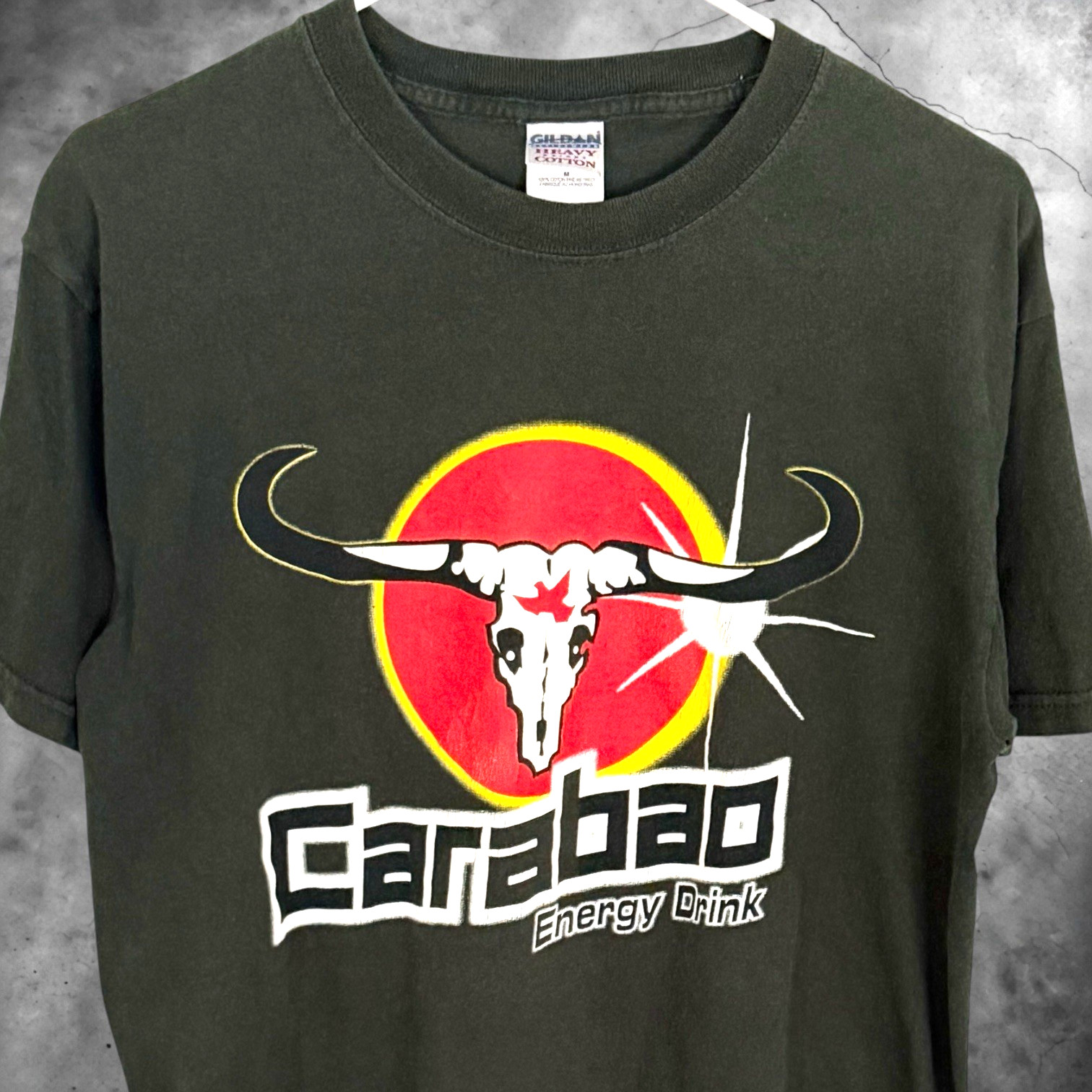 Vintage Carabao Dang Energy Drink Thailand T Shirt Sz M OG 2002 Thai Promo Tee gallery
