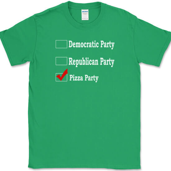 Republican Party Democrat Party Pizza Party T-Shirt Funny Political Food Tee gallery