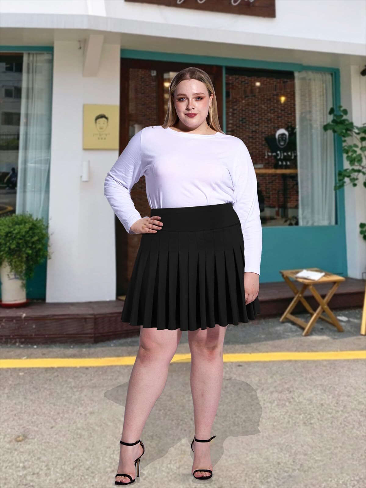 Women's Plus Size Pleated Mini Skirt- Girls High Waist Tennis Athletic Skirt ... gallery