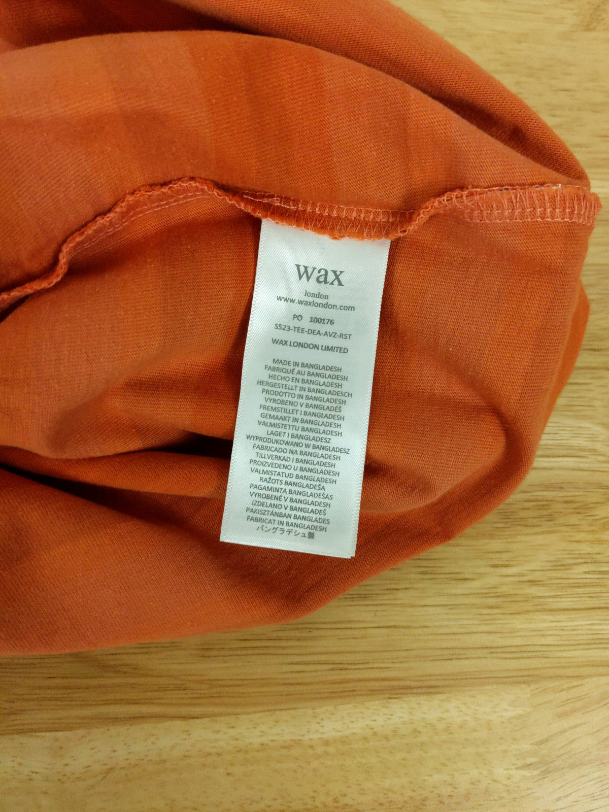 NWT Wax London Dean Striped T-Shirt in Rust Orange (Various Sizes) gallery