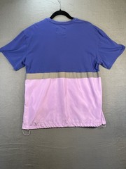 RARE Colorblock Cargo Pocket Nylon Tee BluePink Oversized Streetwear Gorpcore L