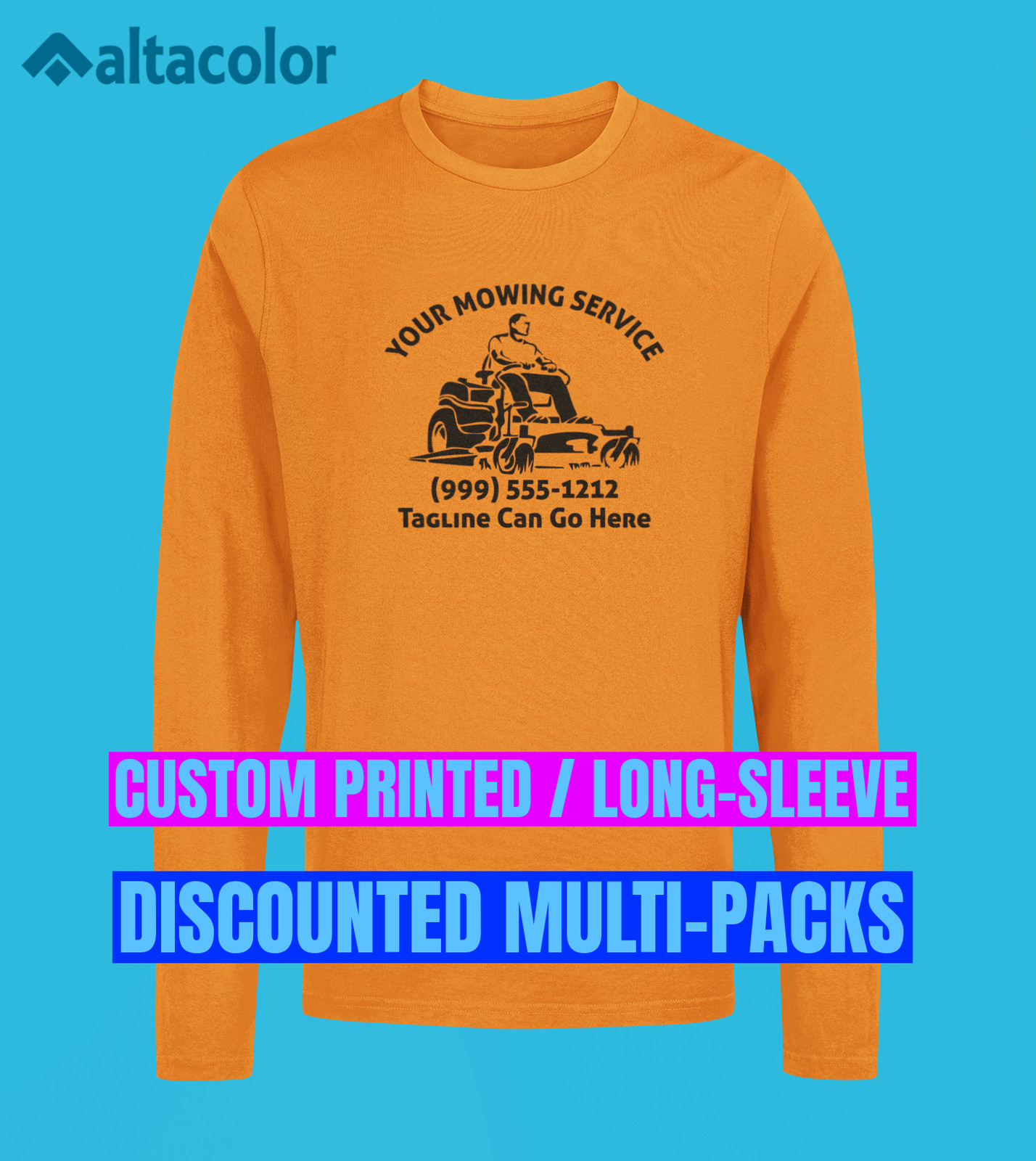 Long Sleeve Custom Printed LOGO/TEXT Shirt Safety Orange – Safety Green