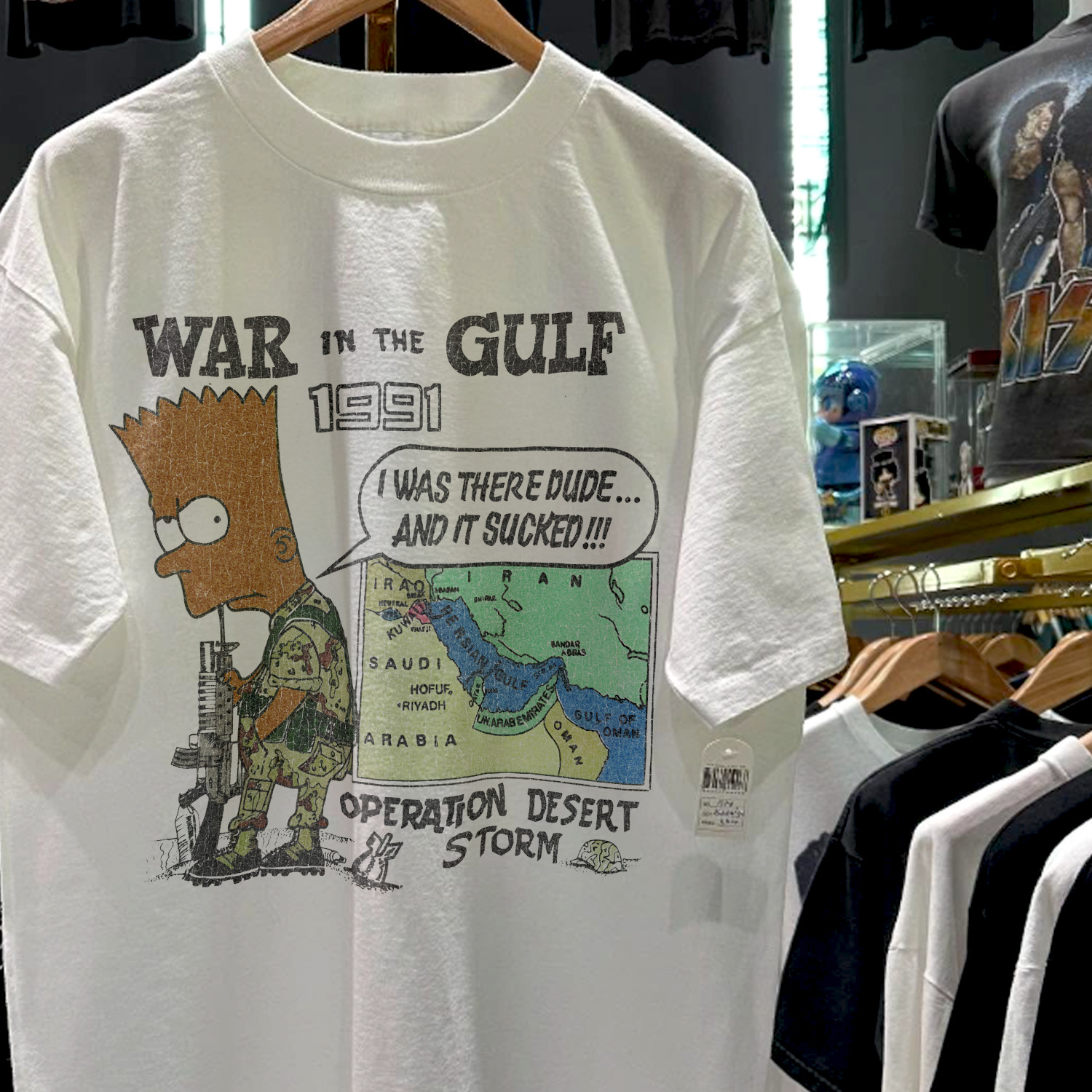 1991 Bootleg Bart Goes To War Classic T-Shirt White XL gallery