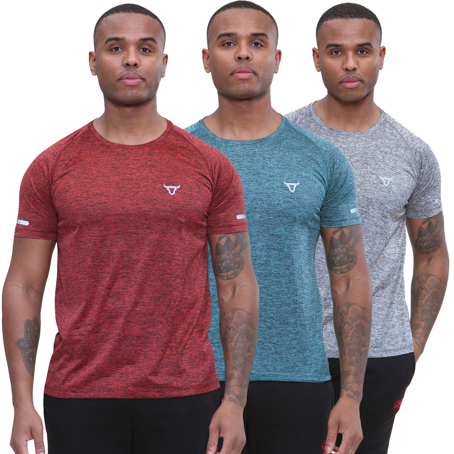 Toro Pack of 3 Mens Short Sleeve T-Shirts Workout Athletic Fit Moisture Wicking