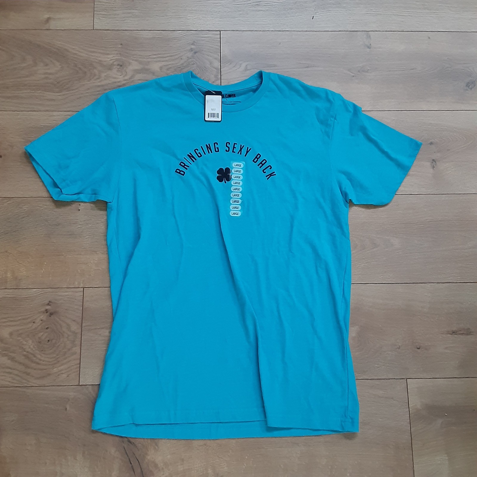 Black Clover Men's Large Bondi Blue "Bringing Sexy Back" Golf T-Shirt New gallery