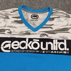 Ecko Unltd V-Neck Blue Atomic With Camo Men’s T-Shirt Size X-Large NWT