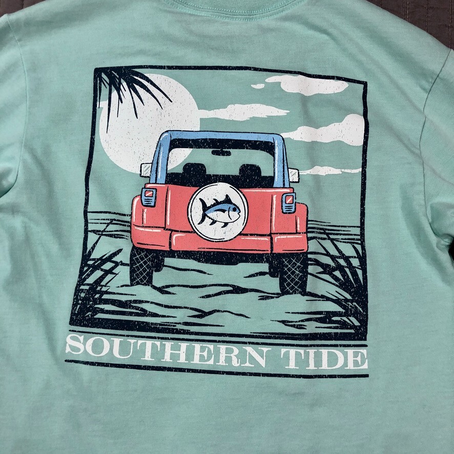 Southern Tide T Shirt Men XS Blue Jeep Graphic Beach Fish Coastal Outdoor Boat gallery