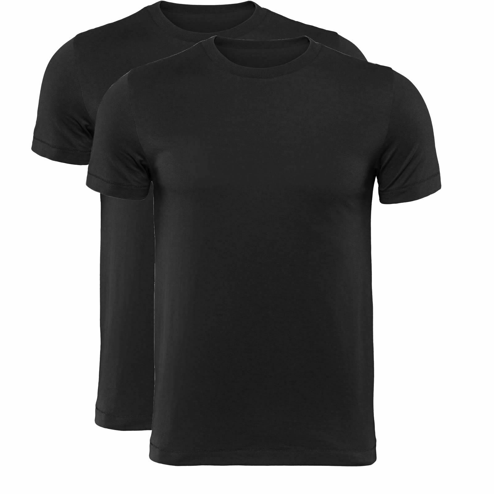 Men 1/2/4 Pack T-Shirt Black Plain Cotton T-Shirts Tee Crew Neck Size XS-2XL LOT gallery