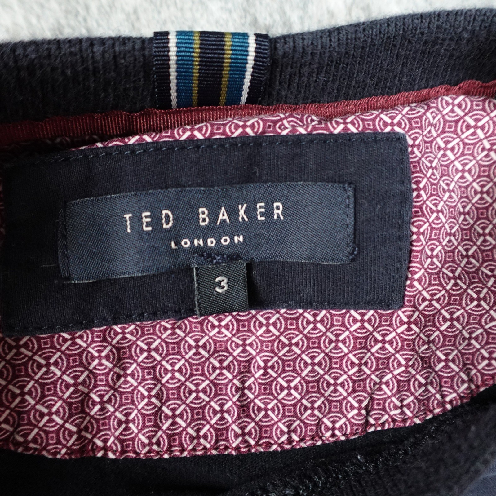 Ted Baker Top Mens 3 Medium Navy Long Sleeve Cotton Pocket Crew Neck Pullover gallery