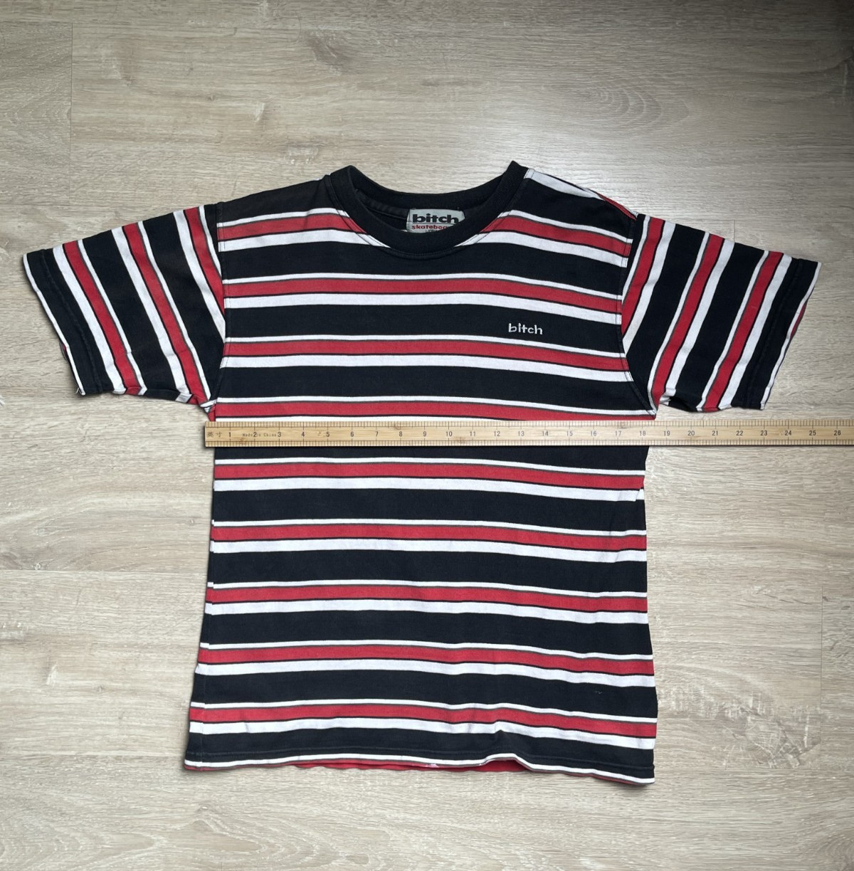Vintage Bitch Skateboards Striped T Shirt Men’s Size Large 90S gallery