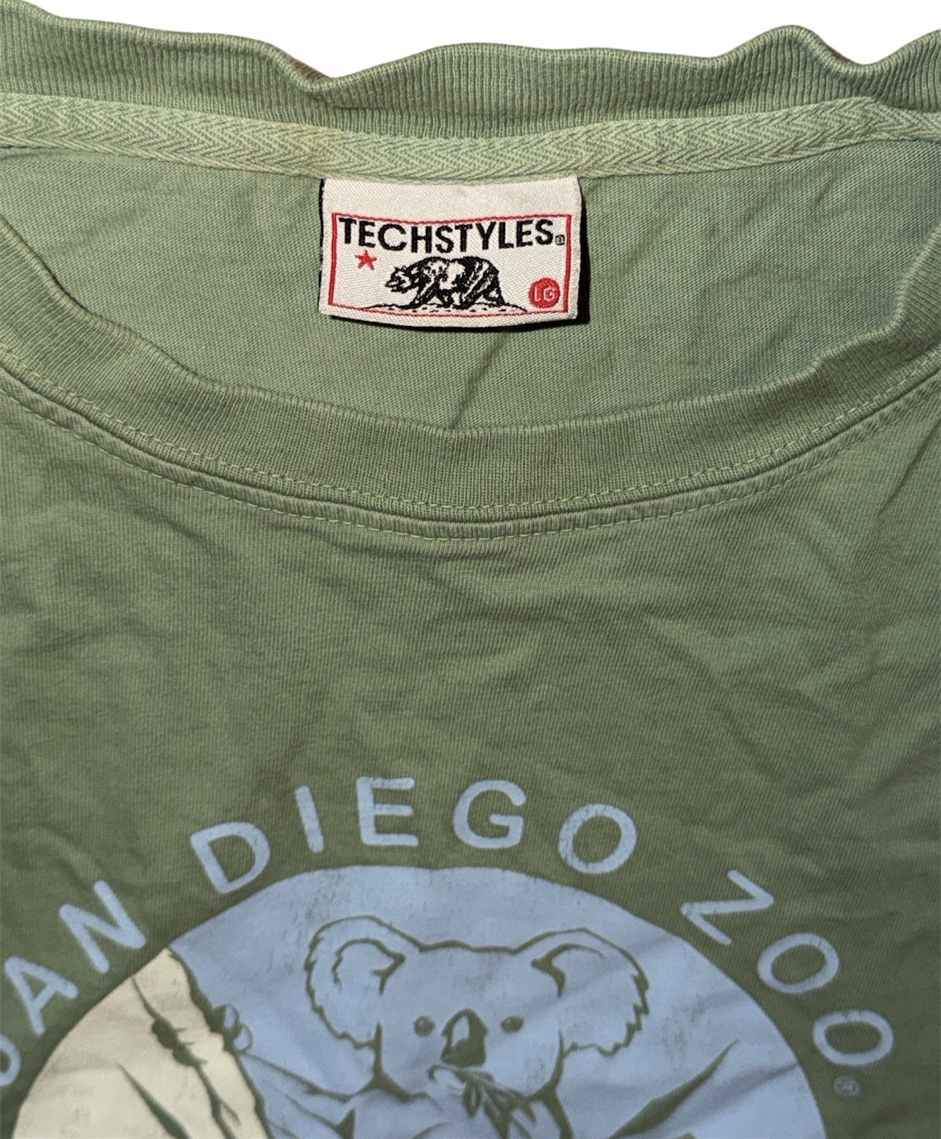 San Diego Zoo Koala Bear Logo "Since 1916" Green Crew-Neck T-Shirt Size Large. gallery