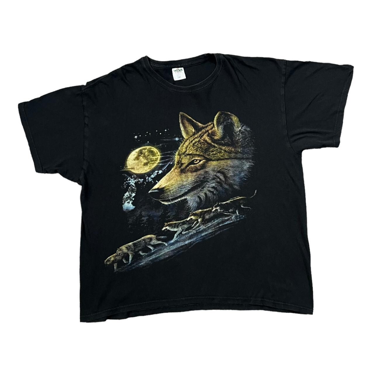 KEYA Full Moon Wolf Pack Nature Wildlife Graphic T-Shirt Large XL Black