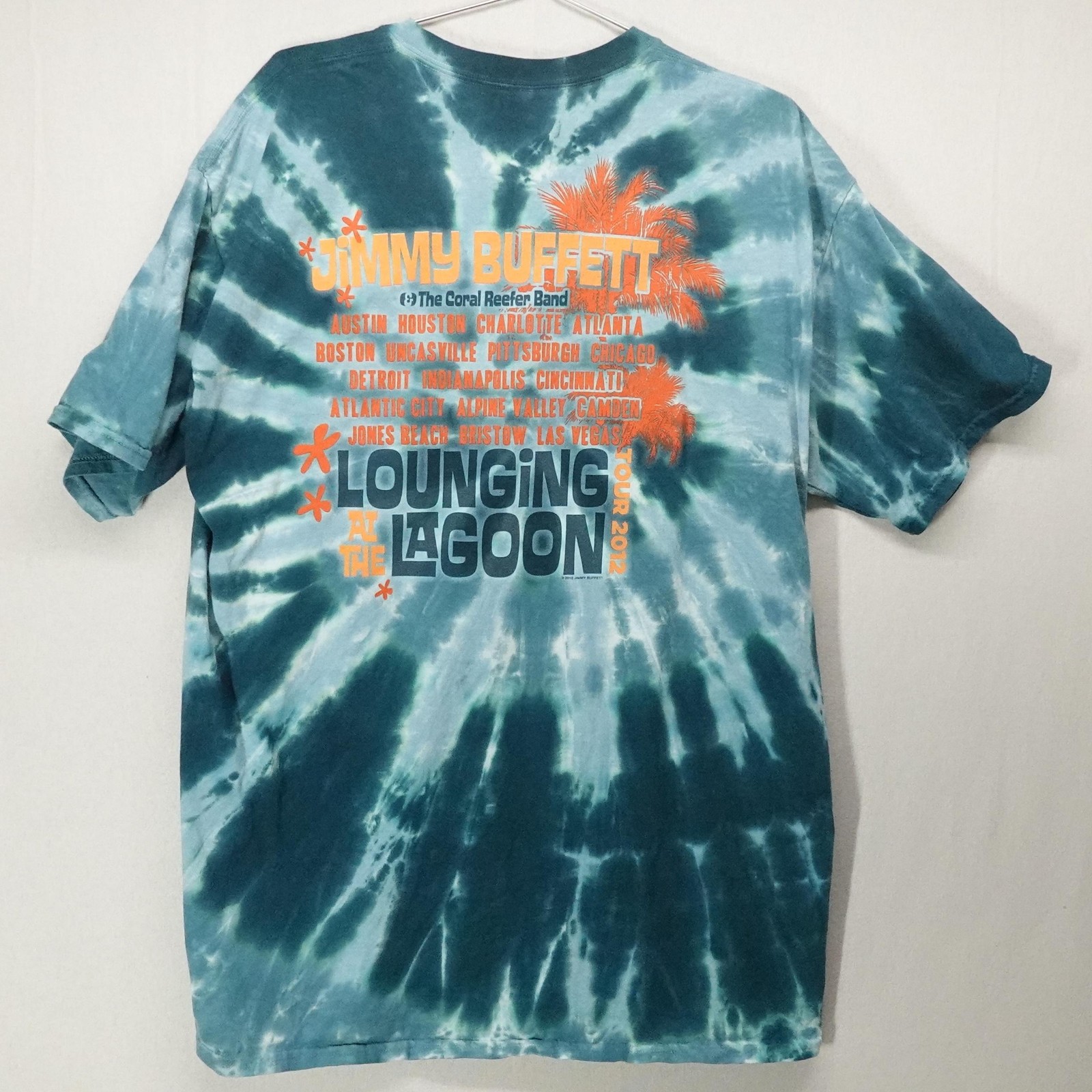 Jimmy Buffett Shirt Mens XL Blue Tie Dye Lounging At The Lagoon Tour 2012 gallery