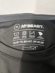 Mr BEAST T Shirt Athletic Poly SHORT Sleeve Crew Neck Size Medium Men Black EUC