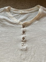 Men’s Marine Layer Long Sleeve Henley Shirt M/L White Striped Cotton Blend