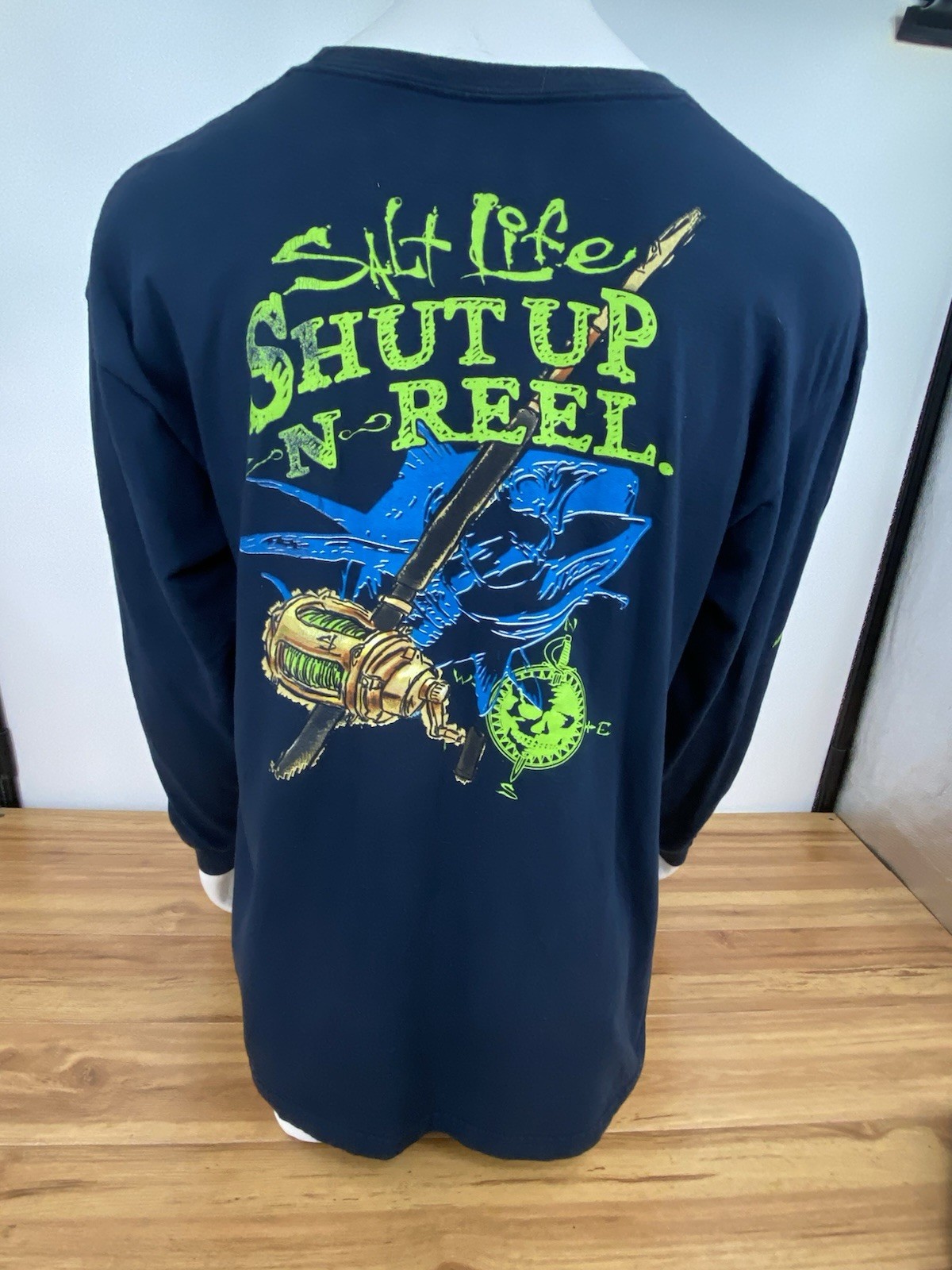 Salt Life Shirt Adult XL Blue Long Sleeve Fishing Boating Beach Outdoor Men Sun