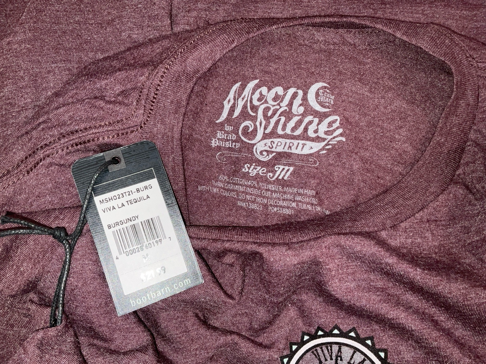 NWT Men’s Brad Paisley Moon Shine Spirit Viva La Tequila T-shirt Burgundy Medium gallery