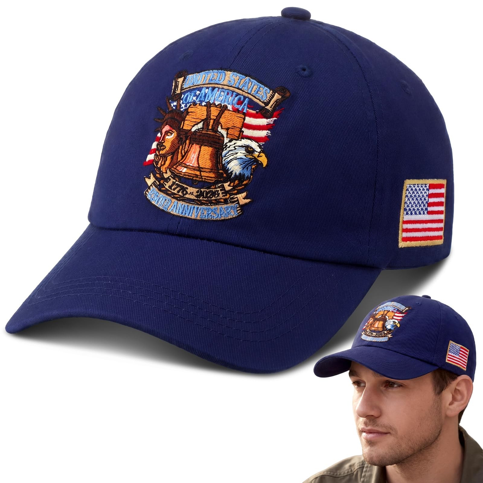 250th Anniversary Hat Adjustable United States Patriotic Hat USA Retro Embroi... gallery