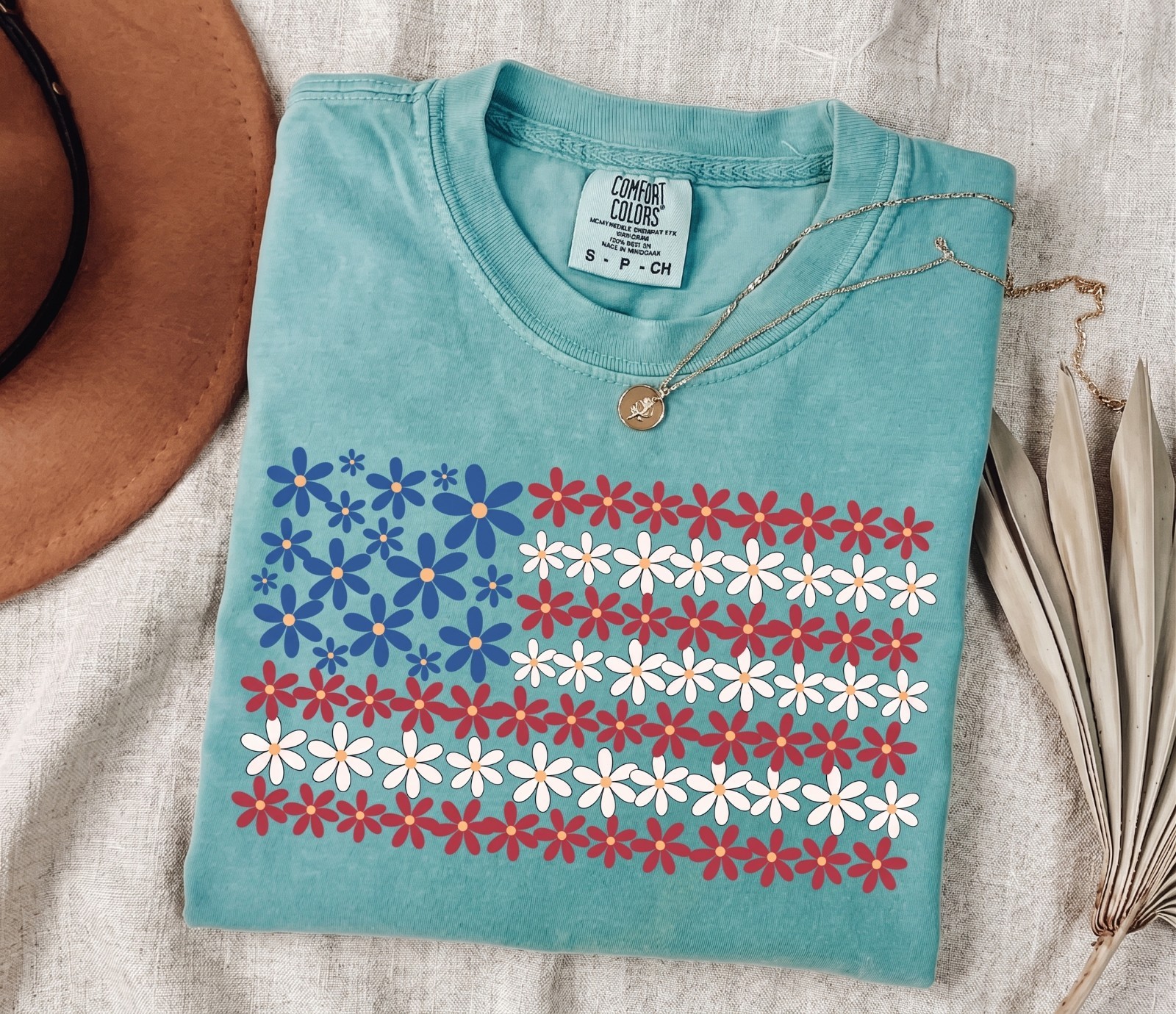 Comfort Colors Floral American Flag Shirt, 4th of July Shirt, Independence Day gallery