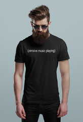 PENSIVE MUSIC PLAYING MEME HUMOR SUBTITLE FUNNY CLASSIC MOVIE FILM MENS T SHIRT